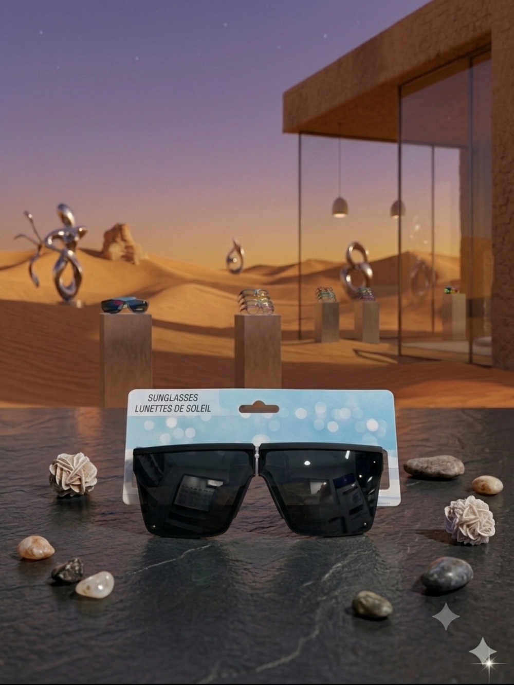 Oversized Shield Sunglasses in Black